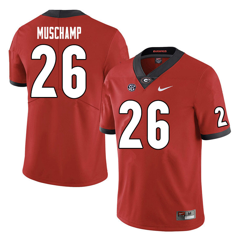 Men #26 Jackson Muschamp Georgia Bulldogs College Football Jerseys Sale-Red